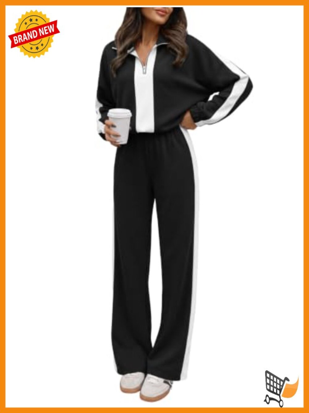 Lounge Set Half Zip Sweatshirt Wide Leg Pants